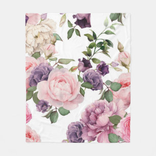 Sömlöst blommönster med ro, vattenfärg p. fleecefilt
