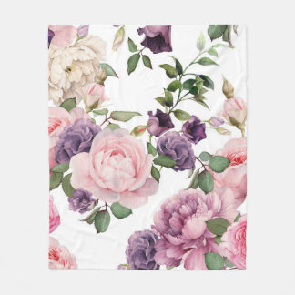Sömlöst blommönster med ro, vattenfärg p. fleecefilt