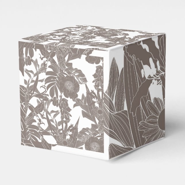 Sömlöst blommönster med tropiska linor presentaskar (Framsidan Sidan)