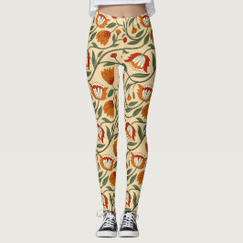 Sömlöst blommönster på beige bakgrund leggings