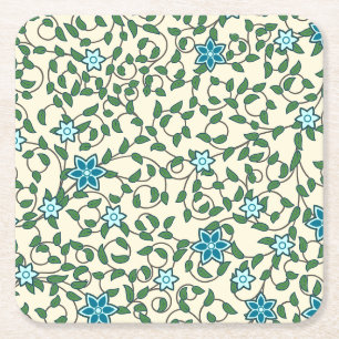 Sömlöst blommönster på beige bakgrund underlägg papper kvadrat