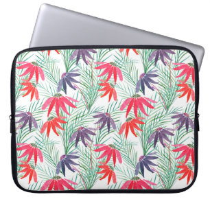 Sömlöst blommönster. Röd, lila blommor på en  Laptop Fodral