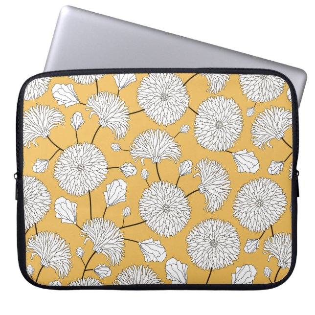 Sömlöst blommönster. Skriv ut med blommor. Text Laptop Fodral (Framsidan)