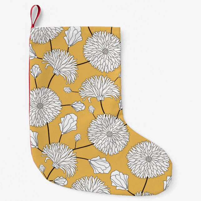 Sömlöst blommönster. Skriv ut med blommor. Text Liten Julstrumpa (Framsidan)