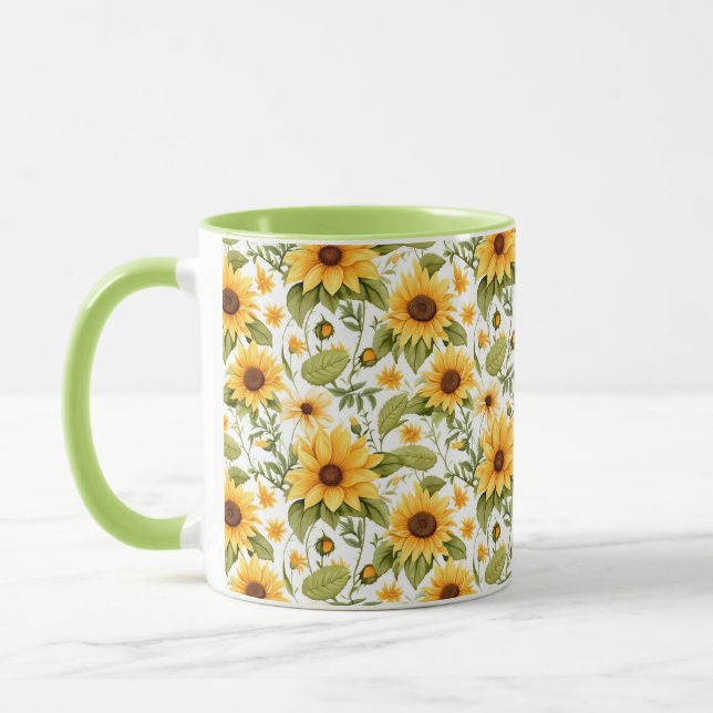 Sömlöst blommönster, solsken och tusenskönor mugg (Vänster)