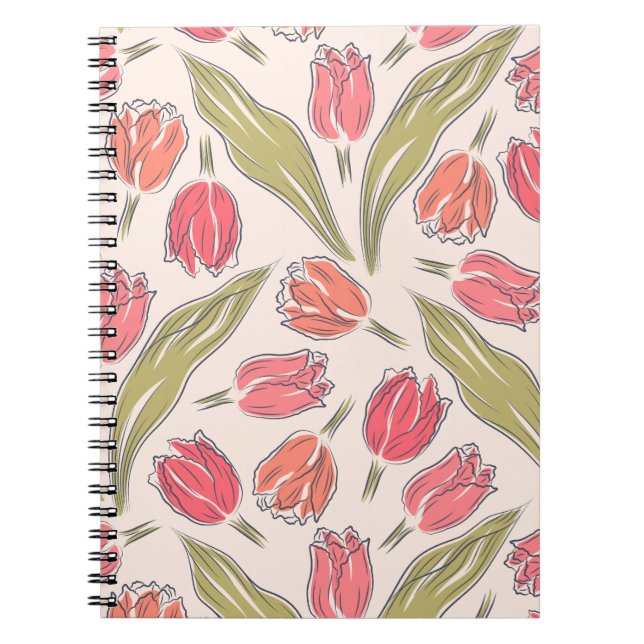 Sömlöst Blommönster - Vintage Botaniskt Anteckningsbok (Framsidan)