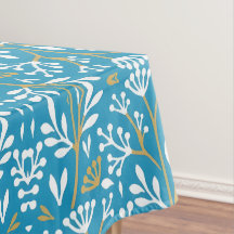 Sömlöst blommönster: Vitt och guld på blått