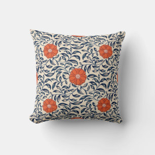 Sömlöst blomster mönster med livfulla orange blomm kudde