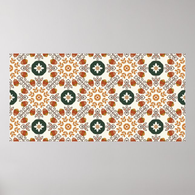Sömlöst blomster naturligt abstrakt geometriskt mö poster (Framsidan)