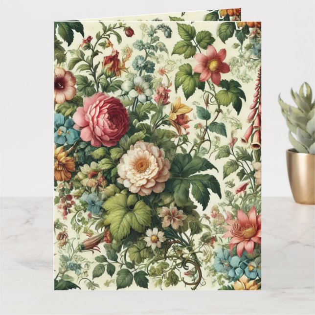 Sömlöst botaniskt Blommönster Kort (Liten växt)