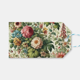 Sömlöst botaniskt Blommönster Presentetikett