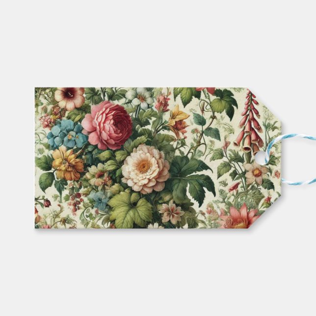 Sömlöst botaniskt Blommönster Presentetikett (Framsidan (Horisontell))