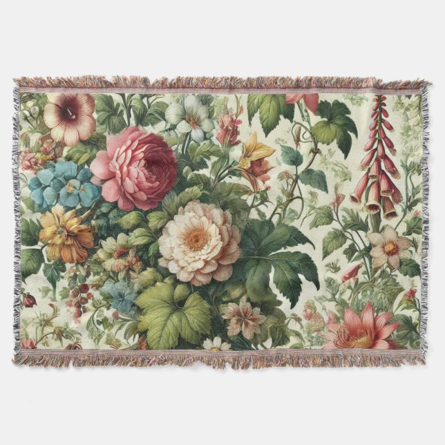 Sömlöst botaniskt Blommönster Sherpa Blanket Filt (Framsidan)