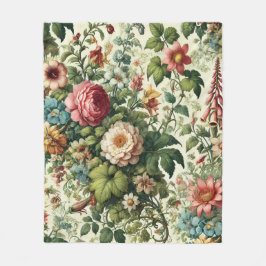 Sömlöst botaniskt Blommönster Sherpa Blanket Fleecefilt