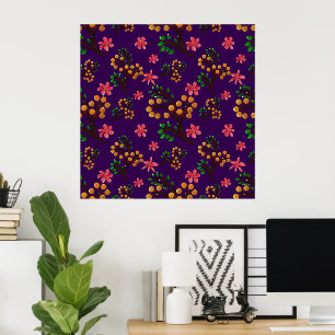 Sömlöst botaniskt mönster med söt fruktgren poster