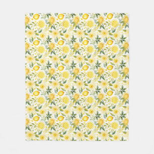 Sömlöst citron med Löv och blommor av Grönt Fleecefilt
