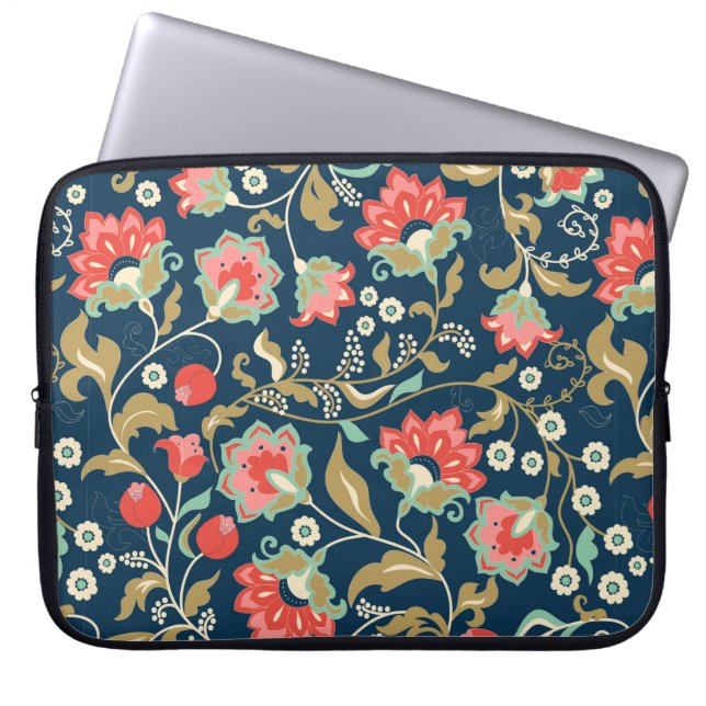 Sömlöst färgat blommönster i stil med laptop fodral (Framsidan)