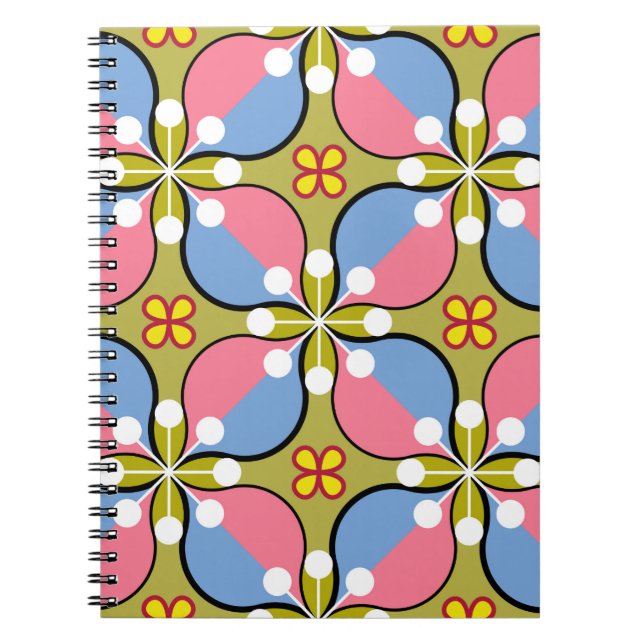 Sömlöst geometriskt mönster med blommor anteckningsbok (Framsidan)