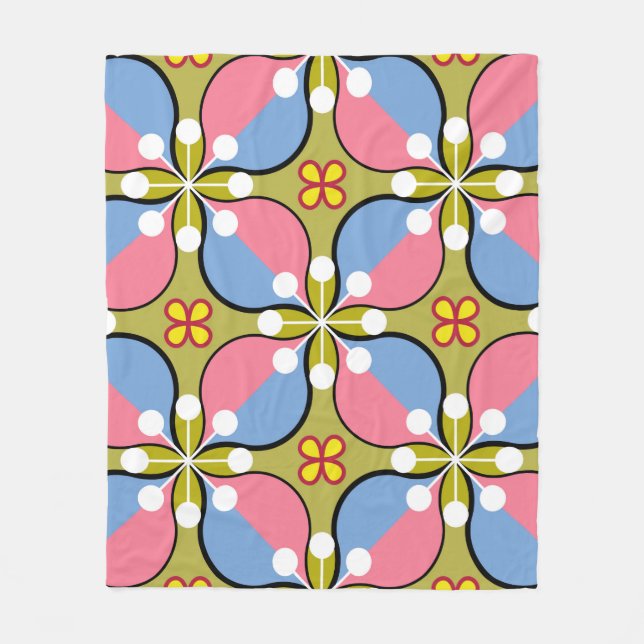 Sömlöst geometriskt mönster med blommor fleecefilt (Framsidan)
