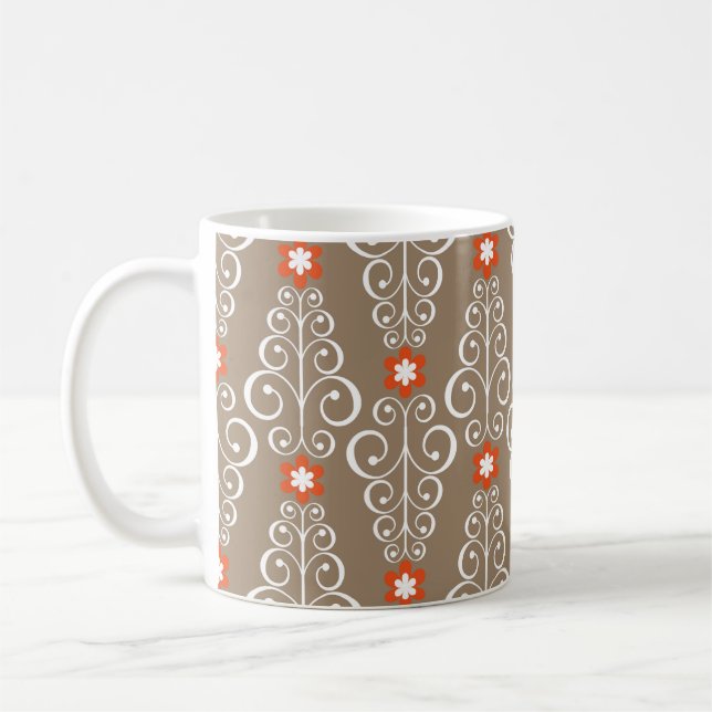 Sömlöst geometriskt mönster med blommor kaffemugg (Vänster)