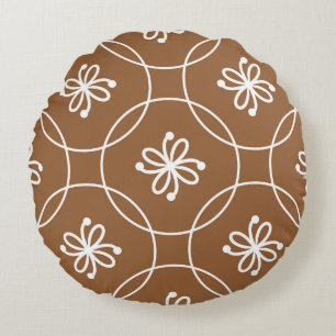 Sömlöst geometriskt mönster med blommor rund kudde