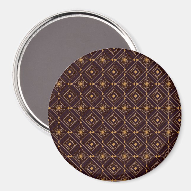 Sömlöst geometriskt mönster med gul diamantform magnet (Front/Back)
