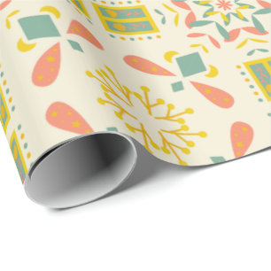 Sömlöst geometriskt mönster med gult, rosa presentpapper