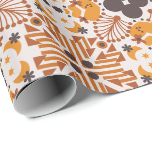 Sömlöst geometriskt mönster med orange krabb motiv presentpapper
