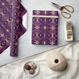 Sömlöst geometriskt mönster med persikolinjer  presentpapper