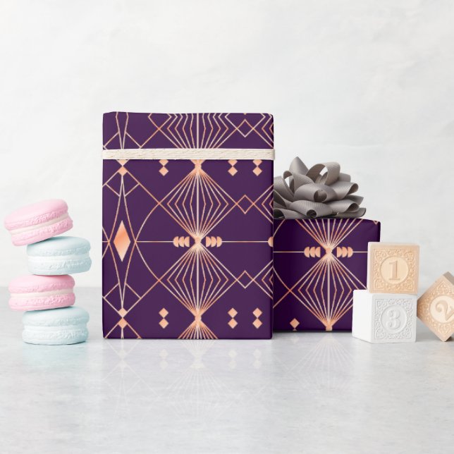 Sömlöst geometriskt mönster med persikolinjer  presentpapper (Baby Shower)