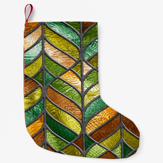 Sömlöst glas struktur med löv mönster.  liten julstrumpa (Framsidan)