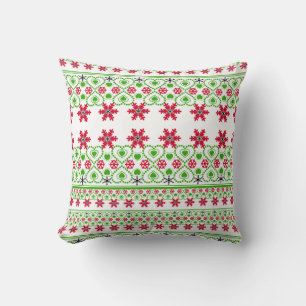 Sömlöst God jul-prydnadssnowflake-hör Kudde