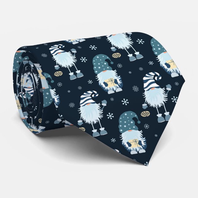 sömlöst jul skandinaviskt blått mönster slips (Rullad)