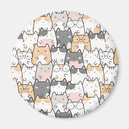 Sömlöst Kawaii Söta Katter Mönster Magnet