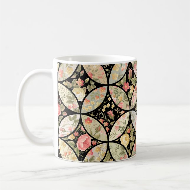 sömlöst lappverk, blommönster kaffemugg (Vänster)