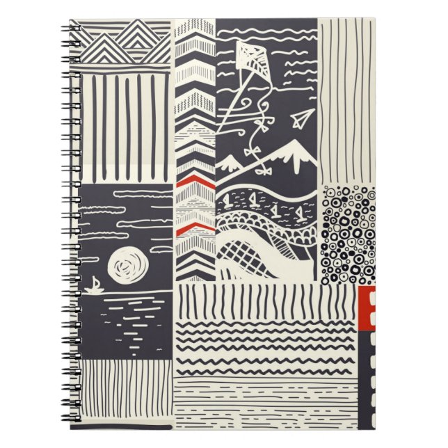 Sömlöst lappverk mönster från abstrakt dockor. anteckningsbok (Framsidan)