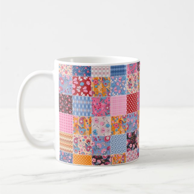 Sömlöst lappverk mönster kaffemugg (Vänster)
