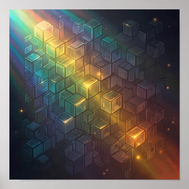 Sömlöst ljusstarkt spektrum geometriskt skrivbords poster (Framsidan)