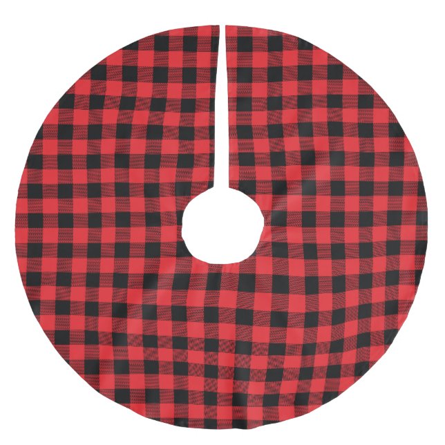 Sömlöst lumberjack-rutigt mönster  julgransmatta borstad polyester (Framsidan)