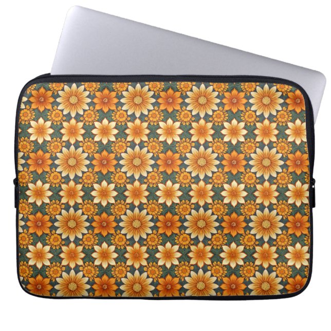 Sömlöst Marigold Flower Mönster Laptop Fodral (Framsidan)