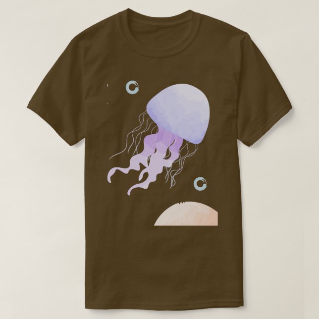 Sömlöst mönster av färgad maneter med vattenfärg t shirt (Design framsida)