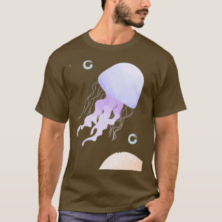 Sömlöst mönster av färgad maneter med vattenfärg t shirt