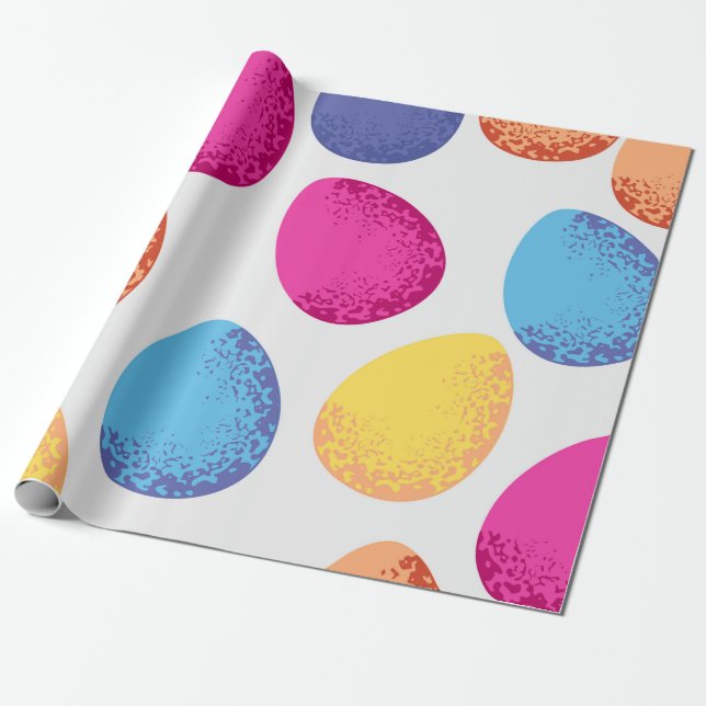 Sömlöst mönster av färgade Påskägg på vitt  Presentpapper (Utrullad)