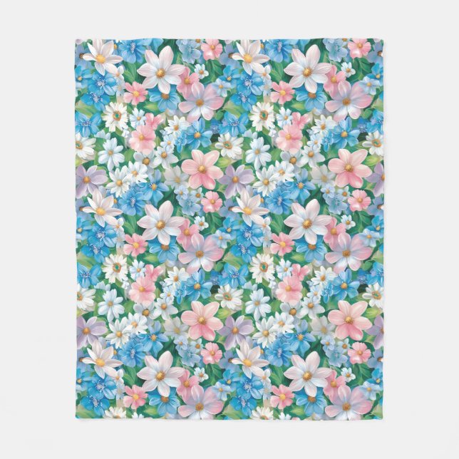 Sömlöst mönster av pastellfärgade blommor fleecefilt (Framsidan)