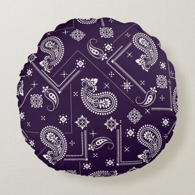 Sömlöst mönster baserat på apisley Bandana Rund Kudde (Framsidan)
