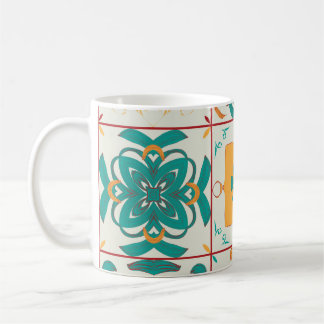 Sömlöst mönster från 9 arabiska tilesabstrakt, a kaffemugg