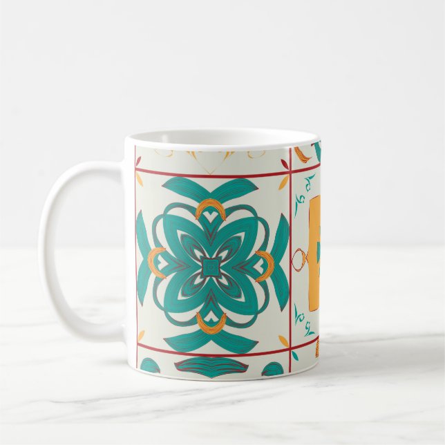 Sömlöst mönster från 9 arabiska tilesabstrakt, a kaffemugg (Vänster)