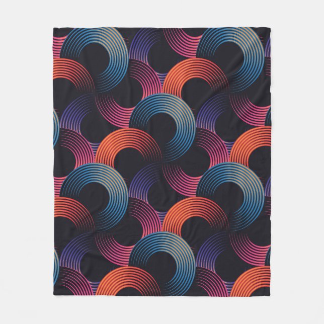 Sömlöst mönster i metalliskt linjärt ringar fleecefilt (Framsidan)