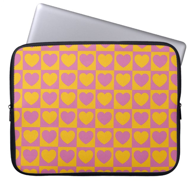 Sömlöst mönster i schackrutnätet. Cute litt Laptop Fodral (Framsidan)