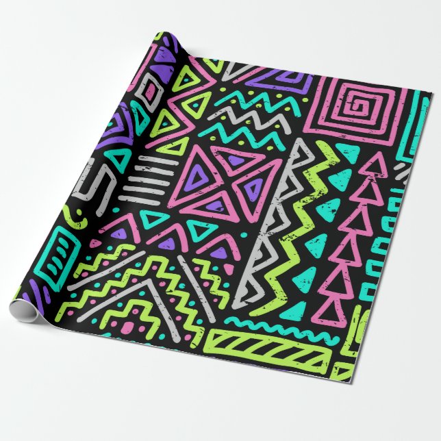  sömlöst mönster med abstrakt linjer. geometrisk a presentpapper (Utrullad)